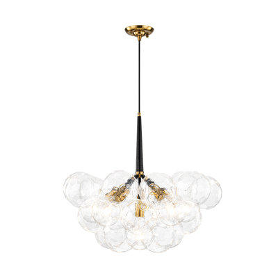 Meyana 6 - Light Bubble Hammered Patterned Glass Cluster Chandelier