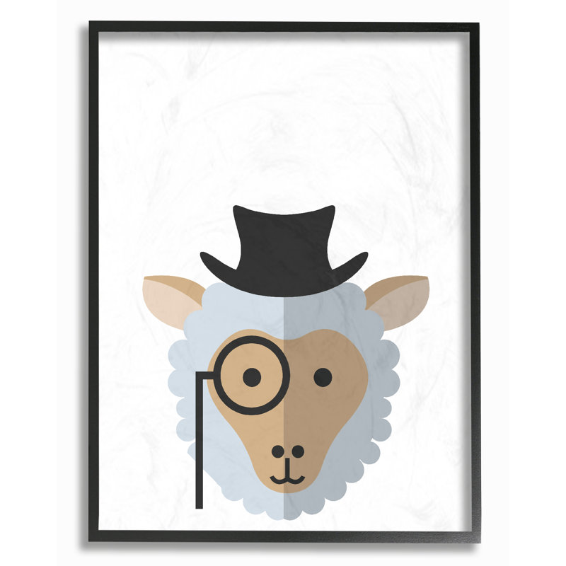 « hipster moutons art », impression, H 20 po x l 16 po, Giclée encadrée noir minuit