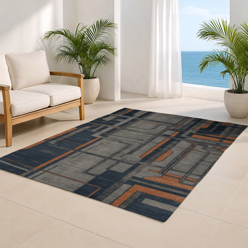 Tapis turc intérieur et extérieur gris, Rectangle 5 pi x 7 pi
