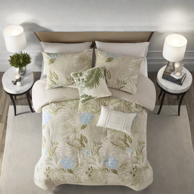 Ensemble de literie pour grand lit luxueux 6 pièces avec motif tropical