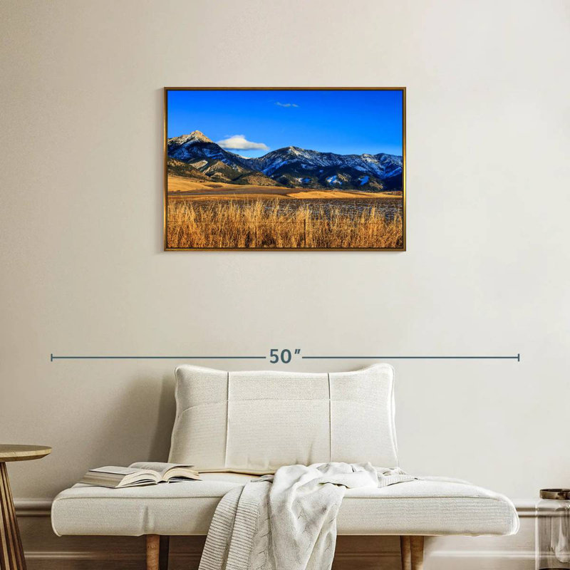 Vue panoramique des montagnes Bridger, Cadre flottant doré, 31 po x 21 po