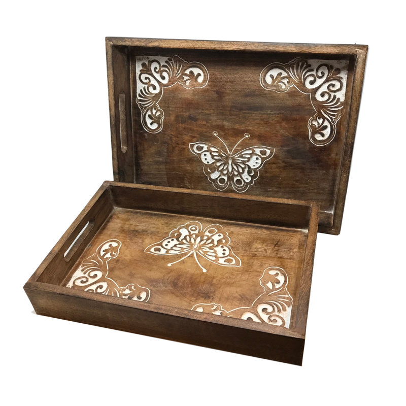 Solid Wood Tray - Set of 2