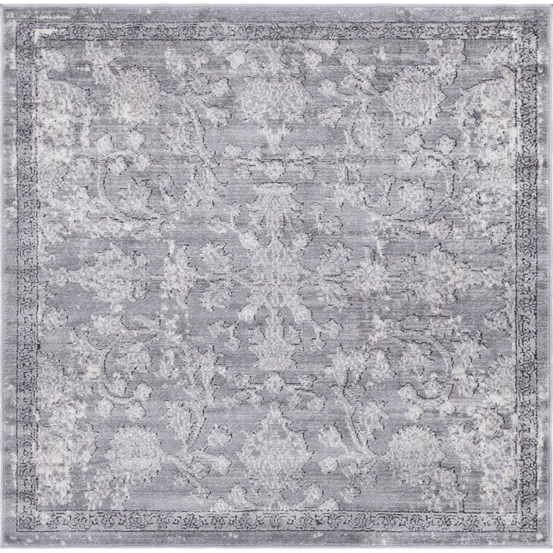 Hidekazu Floral Indoor Rug, Square 6'1"