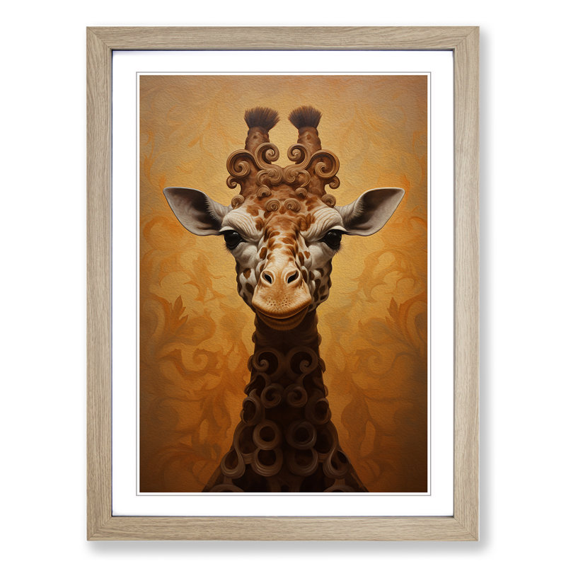 Giraffe Baroque - Framed Print, Oak, 46cm H x 34cm W x 2cm D