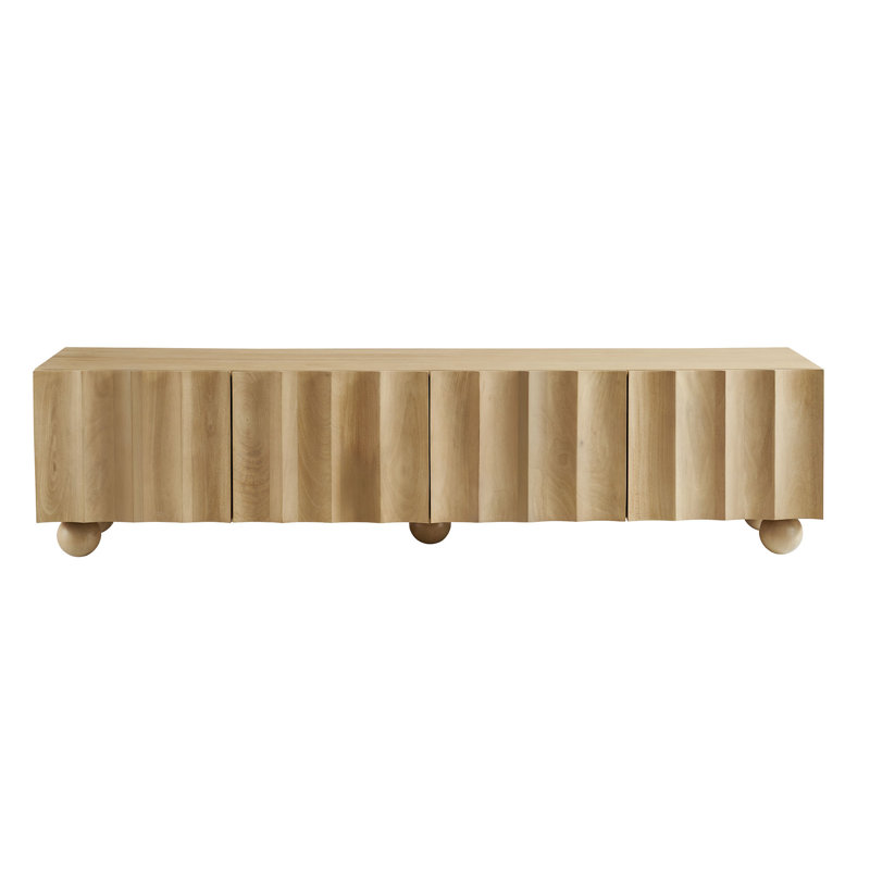 Sorren Scalloped Wood TV Stand, Natural, 71"