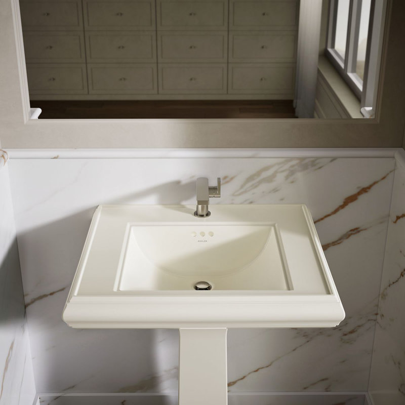 Memoirs® Rectangular Pedestal Bathroom Sink with Overflow, Biscuit, Single Hole Faucet