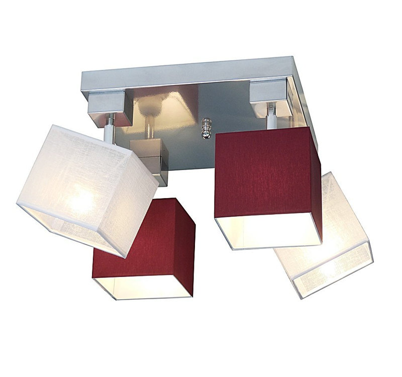 Partee Spotlight, Red/Clear white, Matt brushed nickel