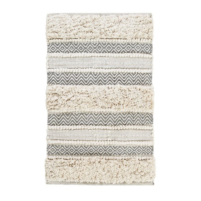 Tapis de bain tissé à rayures 22 po x 58 po, velours moyen 0,5 po, lavable à la machine, envers antidérapant, accessoire texturé gris 22 po x 58 po, dossier en latex, design d'intérieur