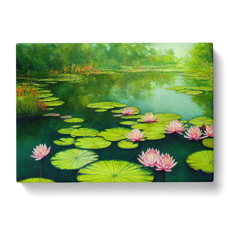 Lily Pond Watercolour Vol.5 - Wrapped Canvas Print, 50cm H x 76cm W x 3cm D