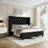 Duluth Upholstered Wingback Bed with Tall Tufted Headboard and Nailhead Trim, Black-1767187031-1767187048