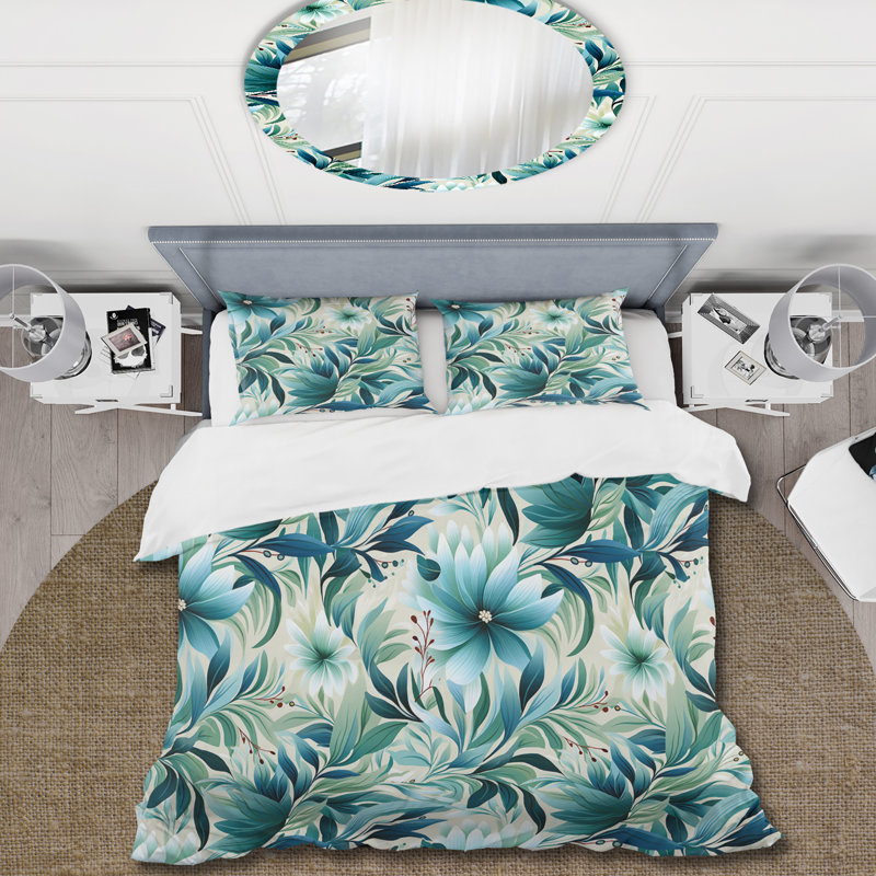 Ensemble de housse de couette motif océanique à motif botanique - feuillage tropical