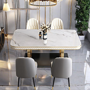Ensemble de table de salle à manger rectangulaire de luxe de style italien