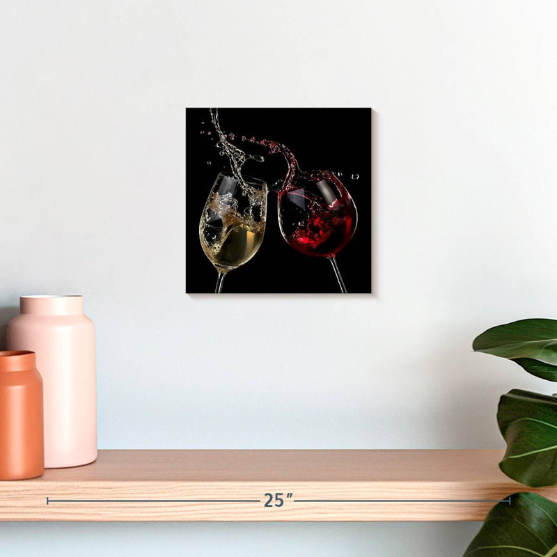 Red And White Wine Splash Canvas Print, 10" H x 10" W x 1.25" D