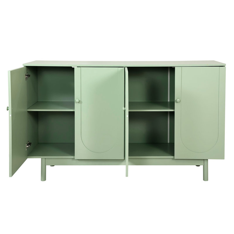 Armoire de rangement élégante et fonctionnelle à 4 portes avec pieds en pin, Vert menthe