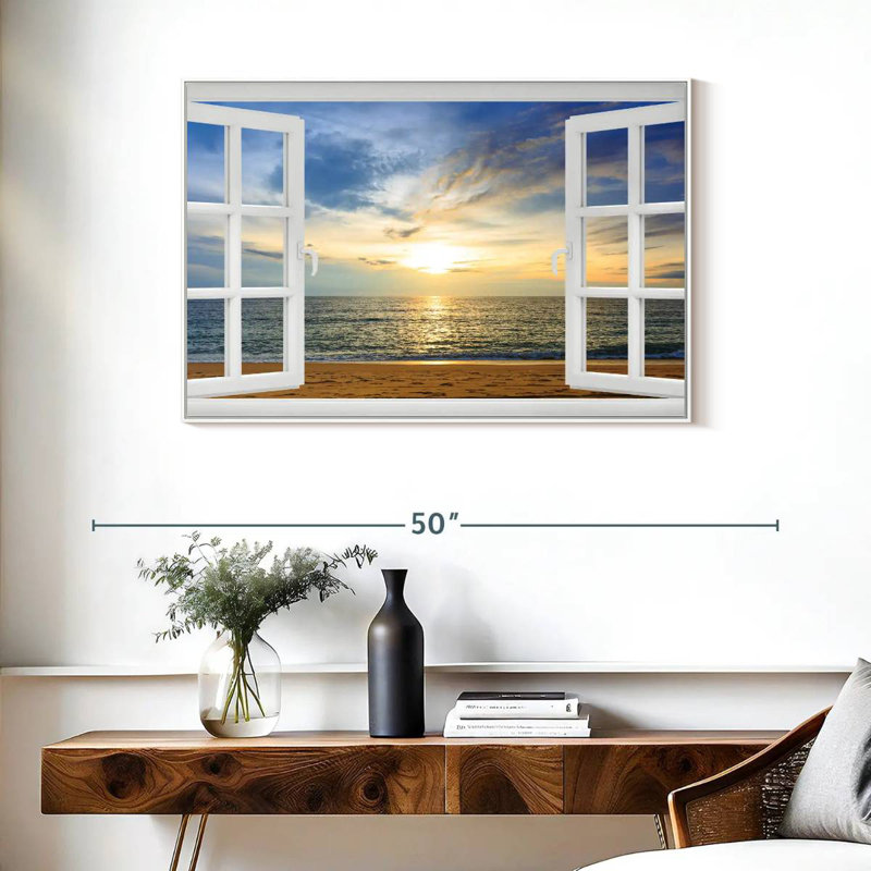 Fenêtre à Bleeker éthéré, Cadre flottant blanc, 37 po x 25 po