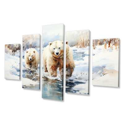  «Snow Polar Bears In Winter I - Bear Multipanel, art mural
