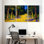 «Abstract Forest Path Under Starry Night Sky», ensemble de 3 reproductions d'art sur toile