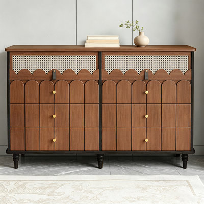 Buffet décoratif rétro en bois manufacturé brun-noisette