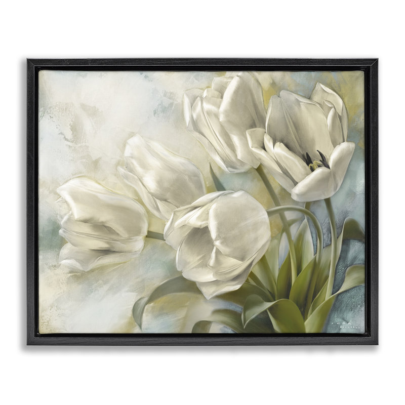"Curling Tulip Blooms", art mural sur toile flottante par Iorg Levashov, H 17 po x l 21 po, Noir, noir, noir, noir