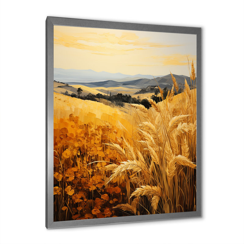 «Countryside Wheat Field of Gold I», reproduction sur toile, H 44 po x l 34 po x P 1,5 po, Cadre photo argenté