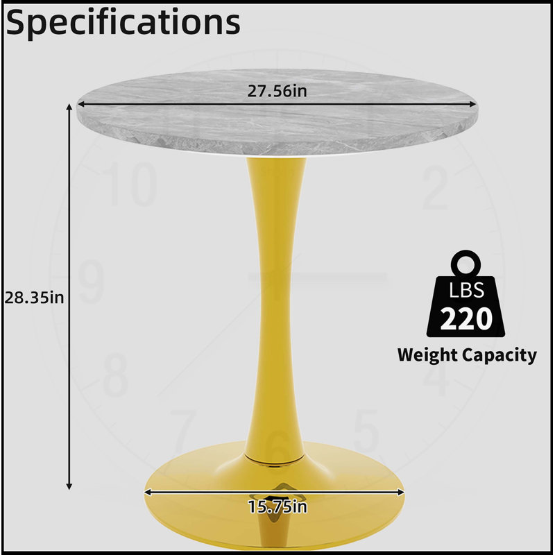 Round Side Table with Tapered Pedestal Base, Ideal for Living Room, Modern Minimalist Design, 28.35"H x 27.56"L x 27.56"W