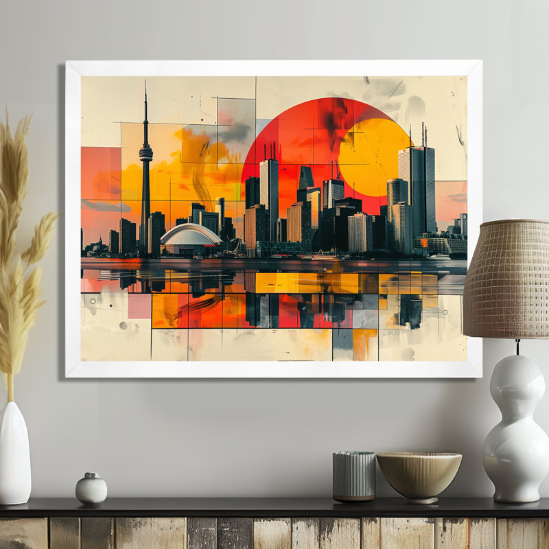 Ylan - City Toronto, art mural, Cadre simple blanc, H 12 po x l 20 po x P 1 po