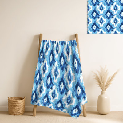 Ikat océan - jeté polaire bleu côtier, jeté de plage chaud
