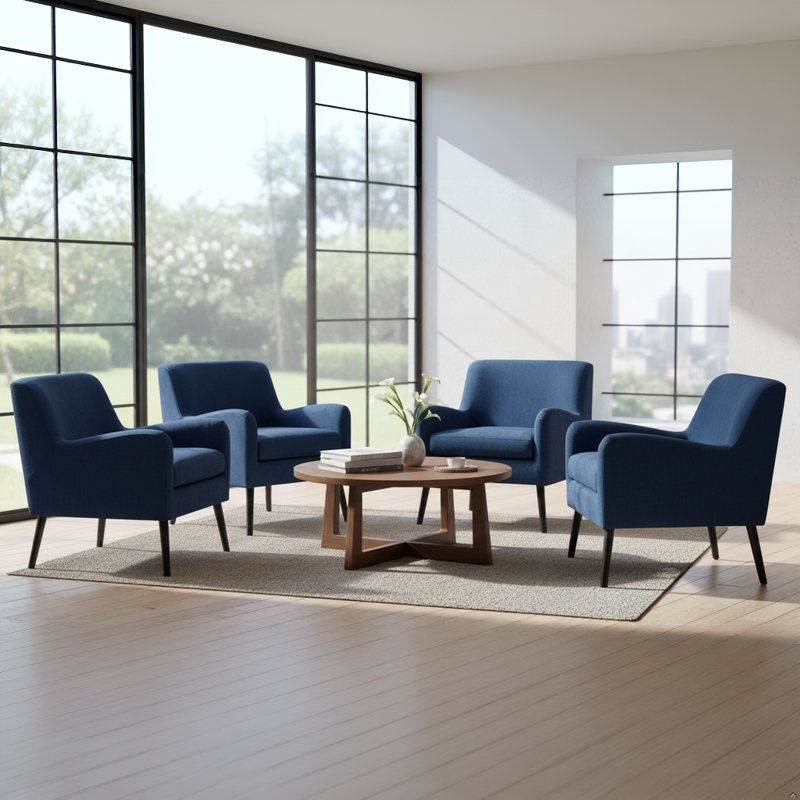 Chaise d'appoint rembourrée en polyester (ensemble de 4), Bleu