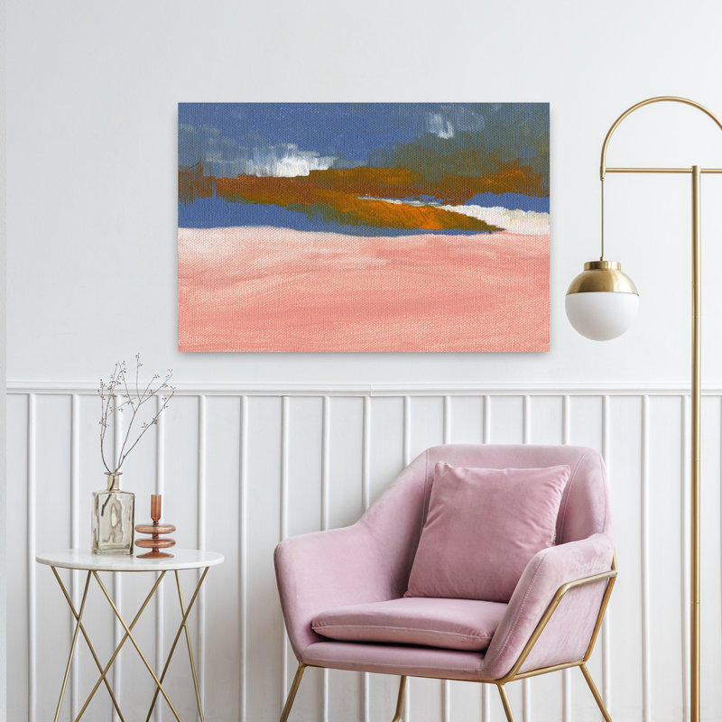 «Pink Desert Horizon», art abstrait coloré, paysage de rêve