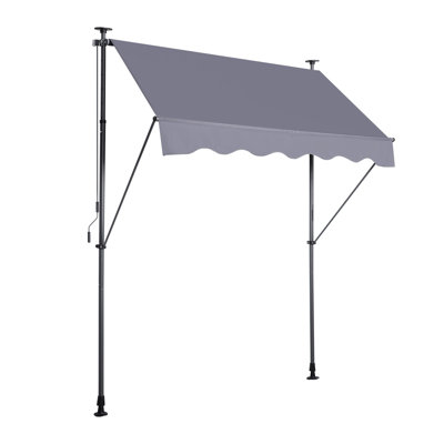 Adjustable Protected Awning - 78'' Non-screw Sun Shade Canopy For Patio Manual Retractable 78''x47'' Uv80+ Protection Backyard