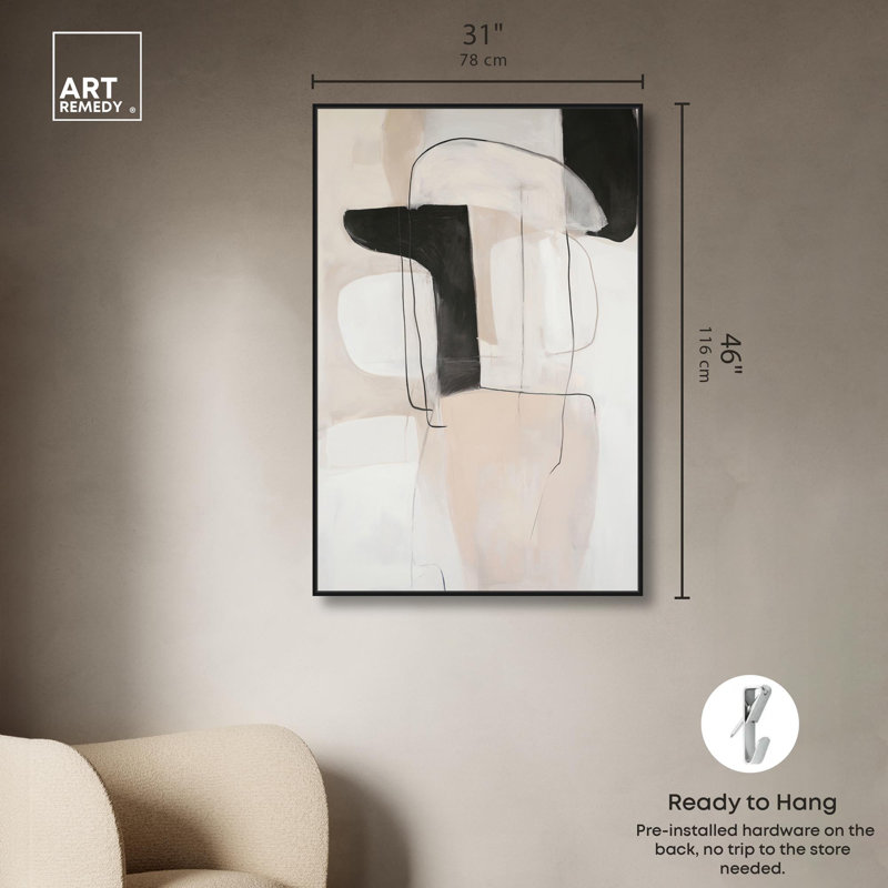 «Geometric Essence Canvas» par Art Remedy, H 37 po x l 25 po, Cadre noir