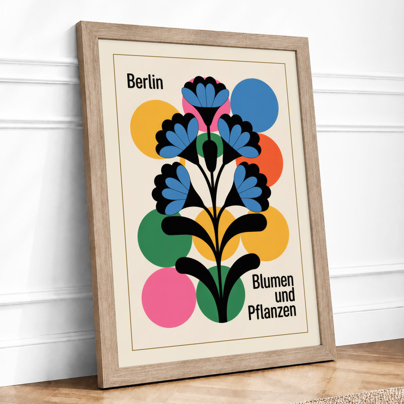Berlin Blumen Exhibition Mid-Century - Framed Print, A3 - 42.0 x 29.7 cm, Oak