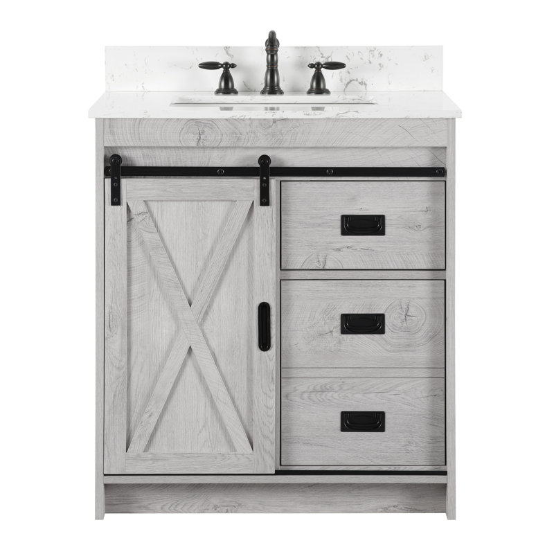 Ensemble de meuble-lavabo simple 30 po Jillian, Blanc délavé
