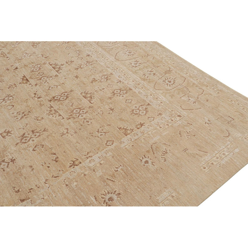 Hand Knotted Silk Area Rug in Brown