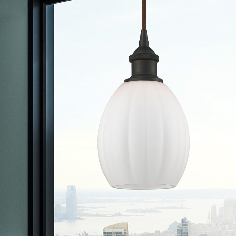 Luminaire suspendu sphérique 1 lumière Flomaton, Blanc mat, Bronze huilé, Ampoule non incluse