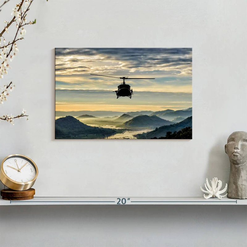 Mehar Helicopter Over Valley, 8" H x 12" W