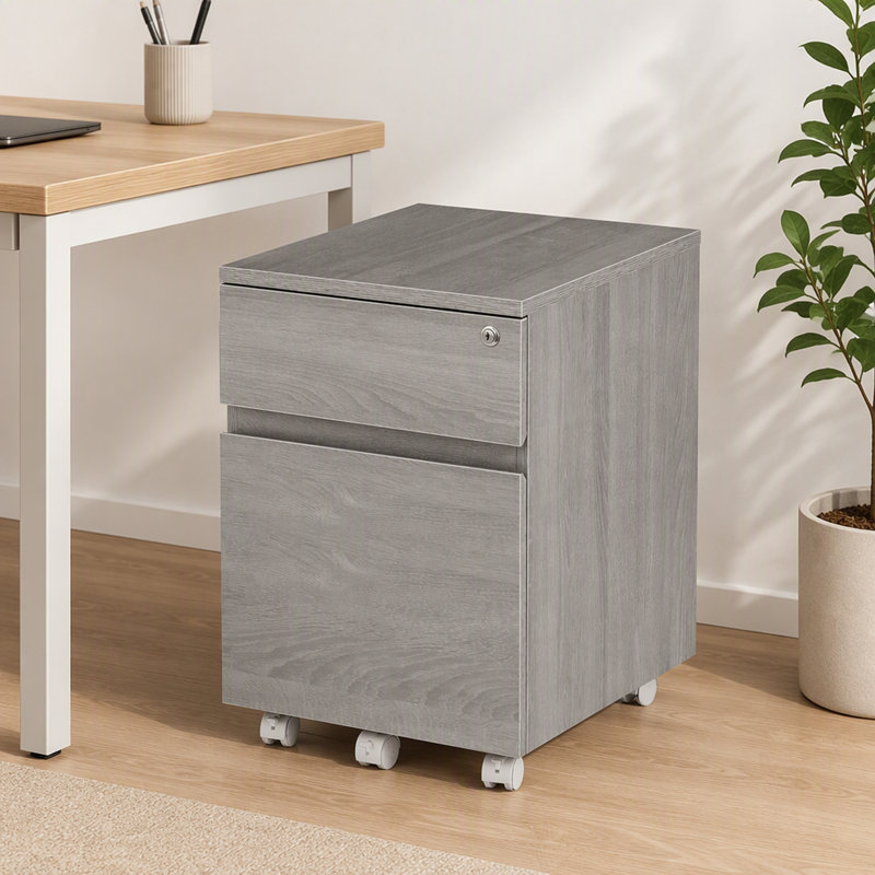 Classeur vertical à deux tiroirs avec serrure et rangement Rolling