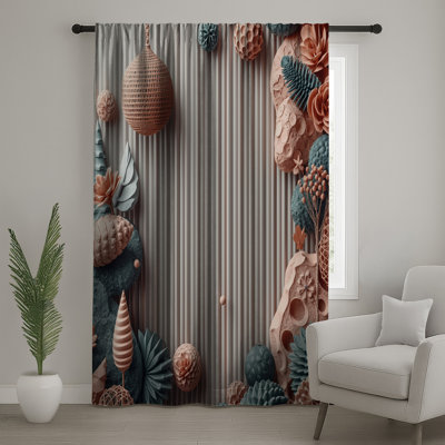 Rideaux à motif floral texturé, voilages et voilages à motif floral - 1 panneau