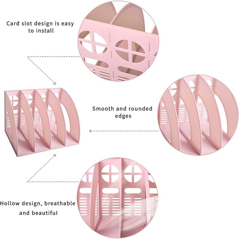 Pink 4-Compartment Desktop Magazine File Holder