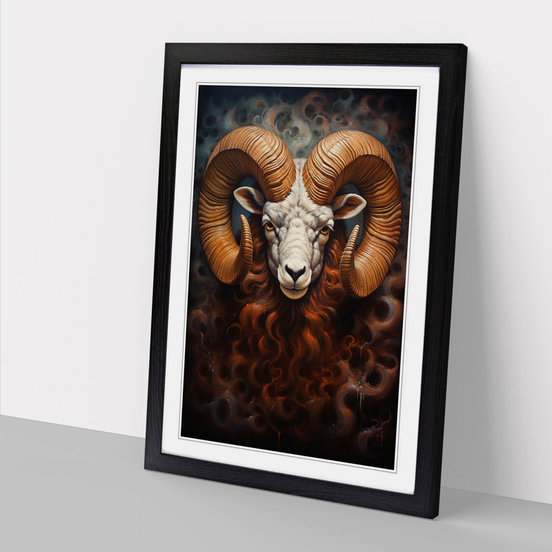 Aries Zodiac Realism - Framed Print, 34cm H x 25cm W x 2cm D, Black Framed