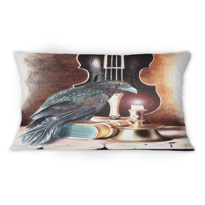 Coussin Raven On A Book With Violin - Bohemian & Eclectic