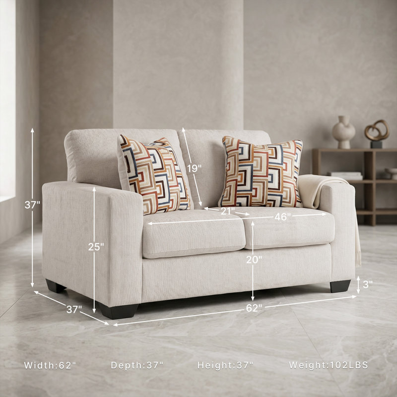 Kleban Binette Loveseat, White Polyester