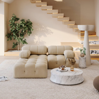 Modular Sectional Sofa Couch, Minimalist Oversized Cloud Couch With Deep Seat, Removable Armrests & Backrest, Comfy Modern Convertible Cloud Couch Sectional For Living Room, Bedroom Apartment