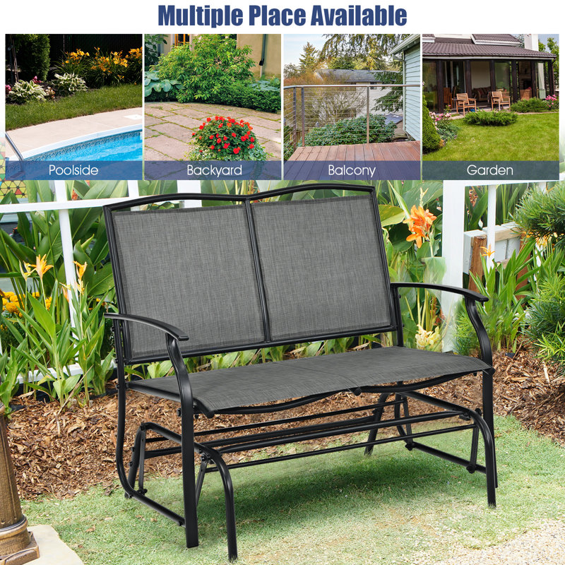 Gray Iron Outdoor Rocking Chair with Textilene Seat