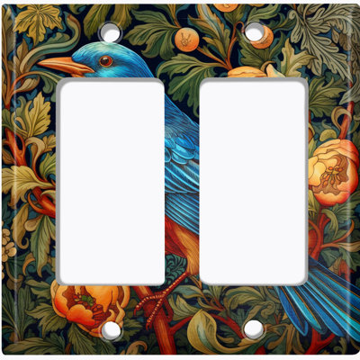 Couvercle de plaque d'interrupteur en métal; Bascule 4 US standard - oiseau bleu