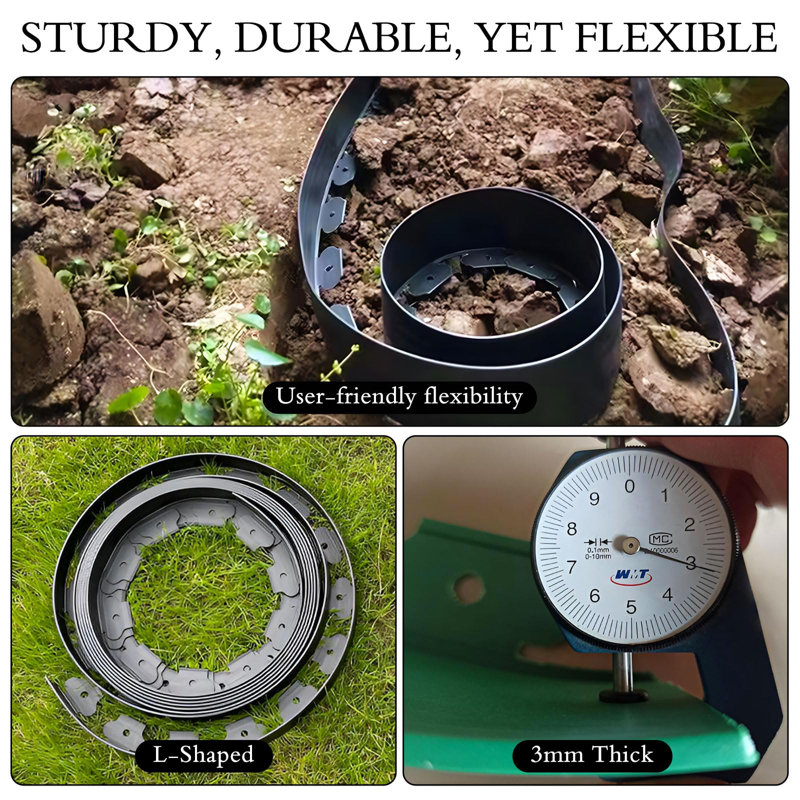 10cm H x 1000cm W Polyethylene Plastic Lawn Edging