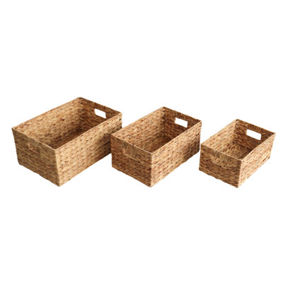 Set Of 3 Rect Water Hyacinth Basket