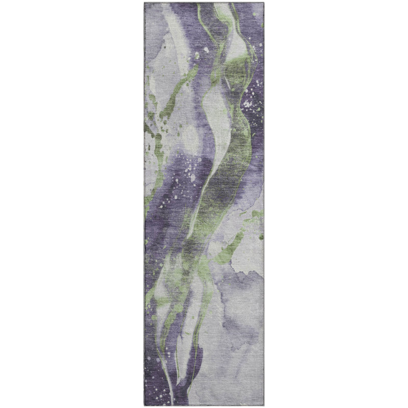 Tapis abstrait lavable à la machine de qualité supérieure Elize AMF1523, Tapis de couloir 2 pi 3 po x 7 pi 6 po