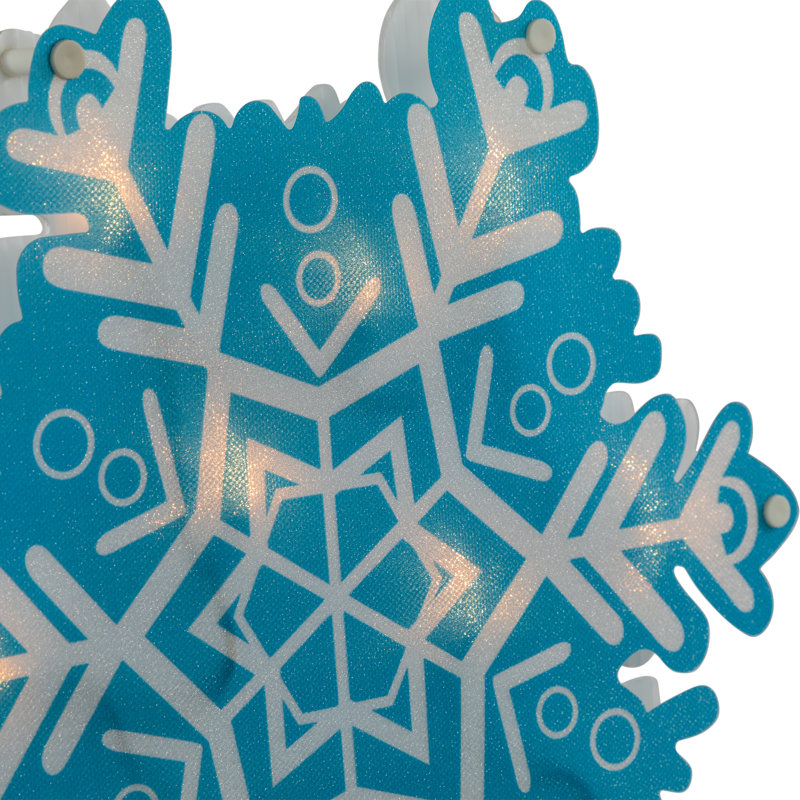 Silhouette de fenêtre de Noël en forme de flocon de neige 11,75 "bleu et blanc