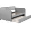 Lit de jour simple rembourré gris, lit gigogne, support en lattes de bois, solide et robuste, idéal pour un lit de taille domestique, design élégant, lit peu encombrant
